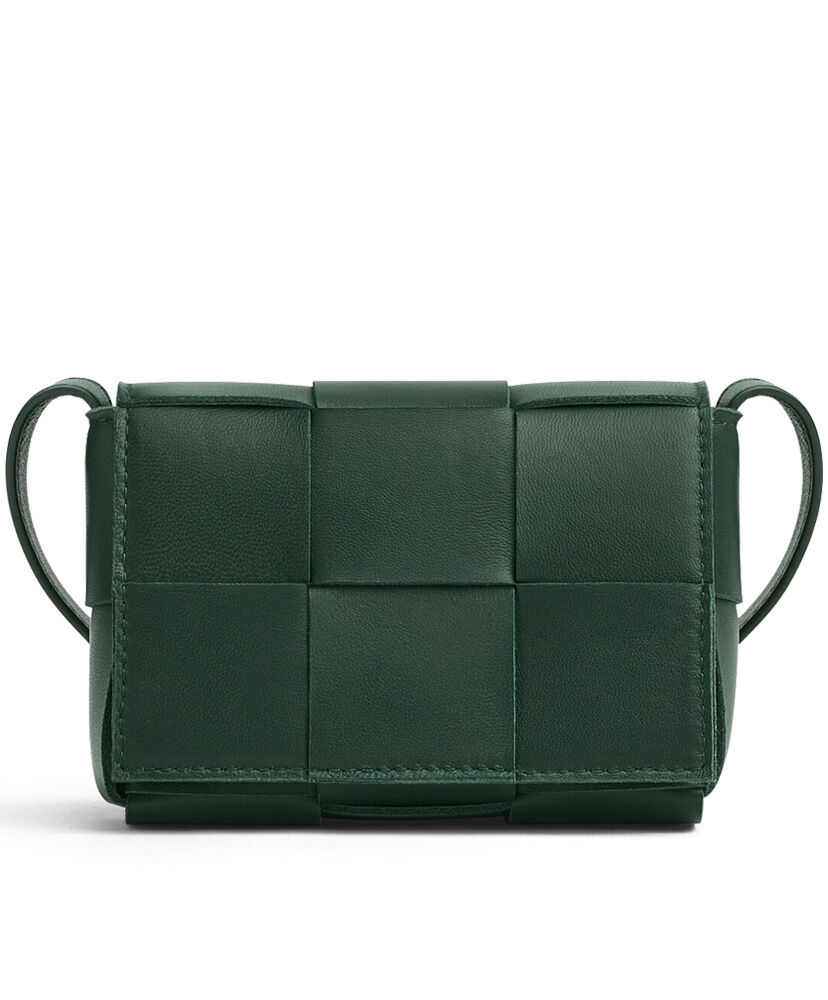 Bottega Veneta Cassette Intreccio Leather Mini Bag Dark Green